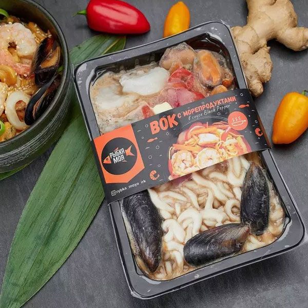 Фото Вок с морепродуктами в соусе Black Pepper