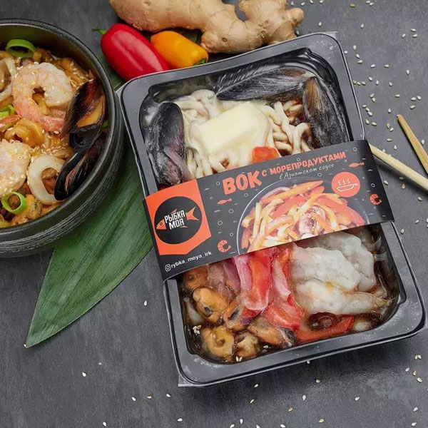 Фото Вок с морепродуктами в азиатском соусе